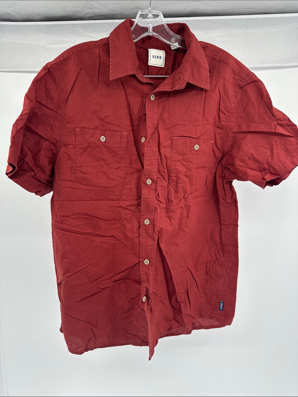 ROWM Men's Short Sleeve Button-Down Shirt in Deep Red